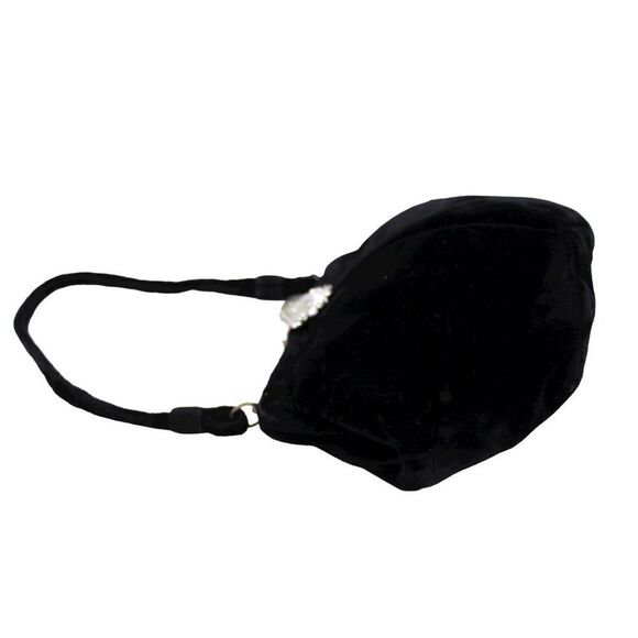 VINTAGE PEGI PARIS BLACK VELVET TOP HANDLE FRAME CLASP SATCHEL HANDBAG PURSE - Picture 7 of 12